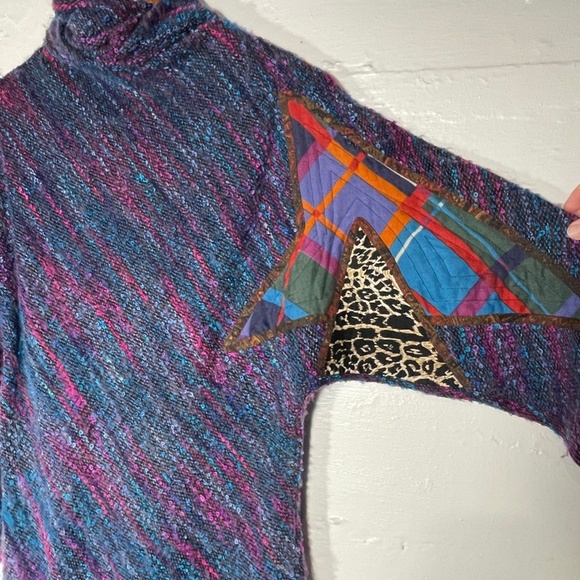 Vintage Designer Koos Ven Akker Knit Dress with Patchwork Detail Size 10 - Picture 4 of 12